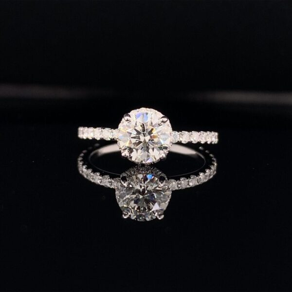 1.56CTW Engagement Ring 1.05CT Round Lab Grown Diamond