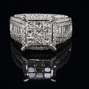 #1304-971000 14K White Gold 9 Diamond Cluster Engagement Ring 2.0 CTW