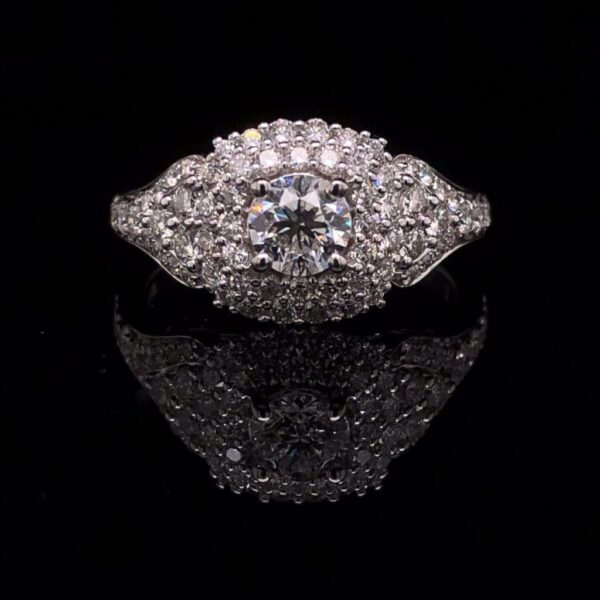 14K White Gold 1.30 ct. Engagement Ring IGI H I1 67 Natural Diamonds
