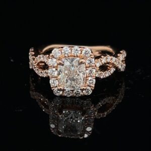 1.19CTW Cushion Halo Rose Gold Engagement Ring