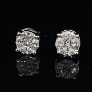 1K White Gold Screw Back Marquise 2.0CTW Earrings