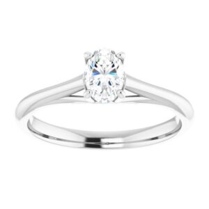 14K White Oval Solitaire Engagement Ring