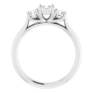 14K White Princess Engagement Ring 4 mm