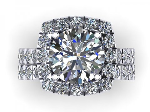 Custom Jewelers Dallas Cushion-Halo-Round-Diamond-Custom-Engagement-Ring